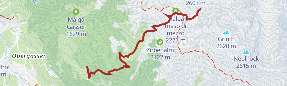Route map: Skitour Hörndle: A Summit Adventure in the Pfunderer Mountains